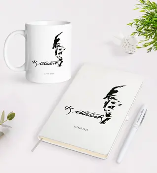 

Personalized Ataturk Themed White Notebook Pen Mug Seti-21