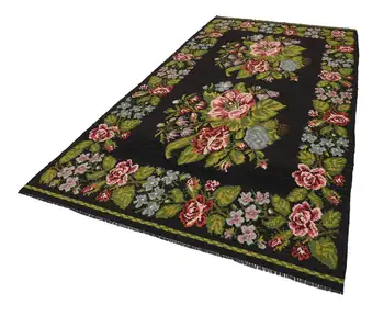 

197x378 Cm Black Handmade Vintage Moldovan Rugs Rug-6x12 Ft