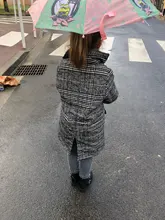 Abrigo grueso de lana para niñas, ropa de moda a cuadros para niños, prendas de vestir exteriores para Otoño e inglés, ropa para adolescentes, escuela