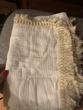 Manta de muselina de algodón con flecos para bebé, 2 capas, mantas con borlas para recién nacido, arrullo, cama, atrezos para fotografía de bebés, Toalla de baño para recién nacidos
