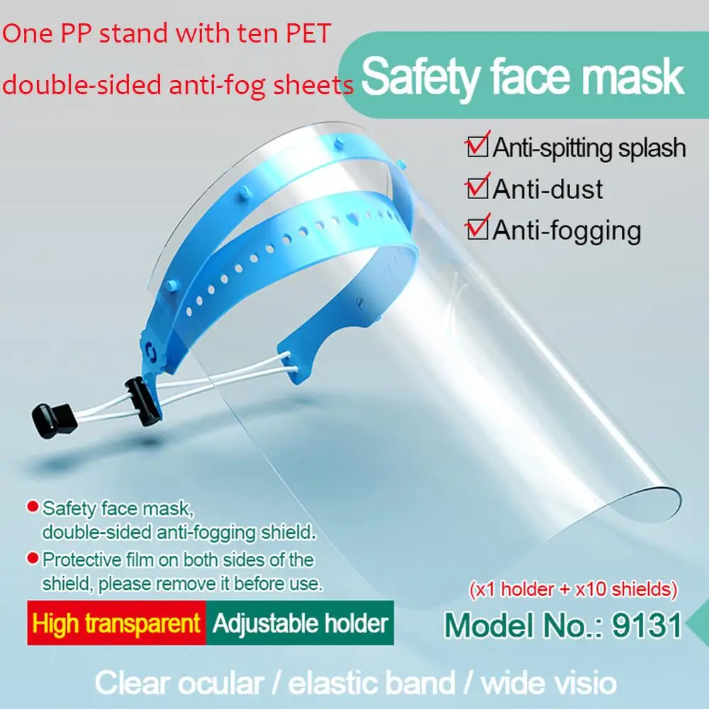 

Transparent Protective Mask Anti-Fog Proof Full Face Mask Protect Shield Anti-Shock Safety Mask with 10pcs Shield Replacement