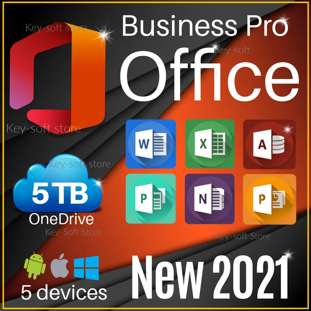 🔥Office🔥 Pro Business 2021 Word Exel Onedrive 5TB / Licence for 5 devieces / 🔥Win / Android / Mac All languages 365