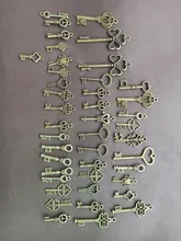 Dulce campana, 40 Uds., llaves pequeñas mezcladas, Vintage, bronce, Metal, aleación de Zinc, colgante encantador fabricación
