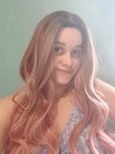 ALAN EATON-Pelucas sintéticas para mujer, cabelleras de contextura ondulada, largas, de color negra y rosada, con degradado, de pelo natural de fibra de alta temperatura