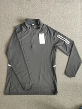 Camiseta negra para correr con cremallera para hombre, jersey de cuello Madarin de manga larga con bolsillo, ropa deportiva para gimnasio, camisa de entrenamiento