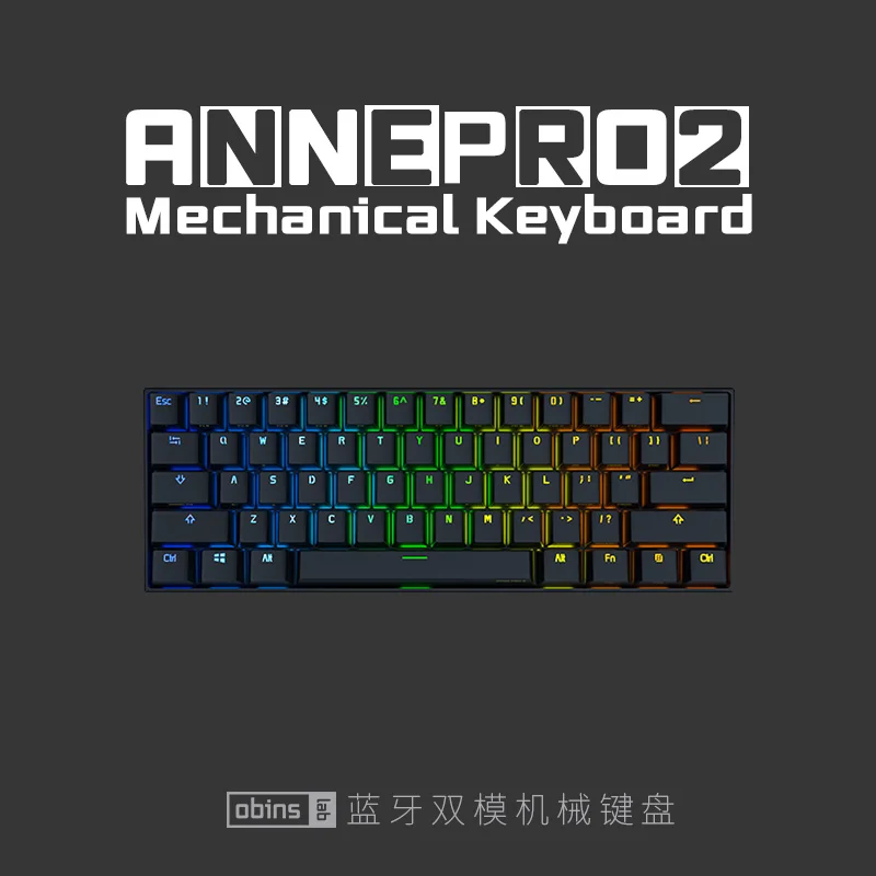 white computer keyboard Anne Pro 2 60% 61 Keys Portable Mini Wireless bluetooth 5.0 Mechanical Keyboard Office Gaming Keyboard Type-C Detachable Cable keyboard desktop