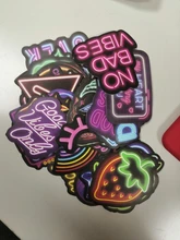 Pegatinas de luces de neón de dibujos animados para niñas, 10/50 Uds., divertidas, a prueba de agua, para monopatín, portátil, equipaje, guitarra, pegatina de Graffiti, juguete para niños