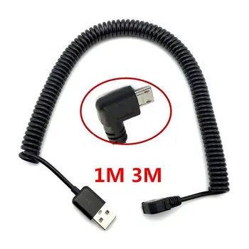 

1M 3M 90 Degree Angle Elbow Micro USB Spring Spiral Coiled Retractable Data Charger Charging Cable For Samsung Andriod Phones