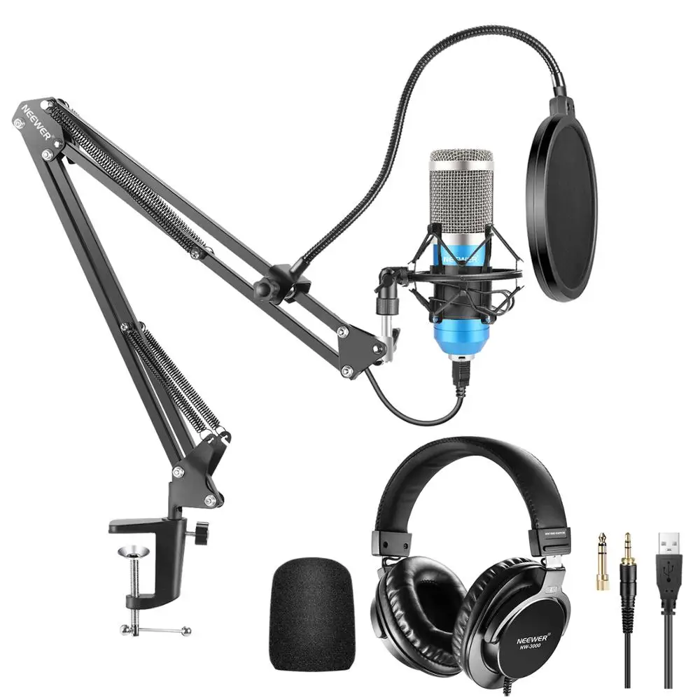 

Neewer USB Microphone Kit:Plug&Play Cardioid Condenser Mic+Monitor Headphones,Arm Stand,Shock Mount for YouTube/Gaming Record