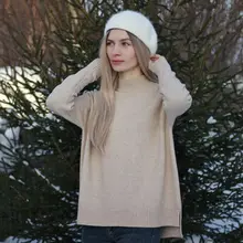 Sweater Pullovers Mock-Neck Beige Purple Winter Green 8-Colors High-Quality Women C-232