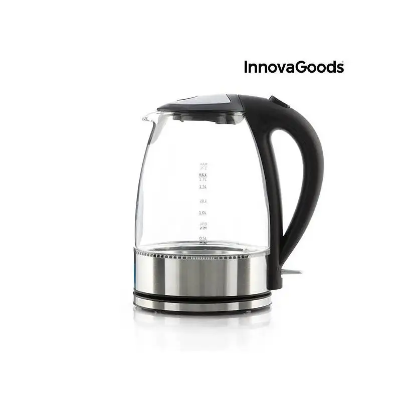 Чайник со светодиодный InnovaGoods 2200 Вт 1,7 л черная сталь