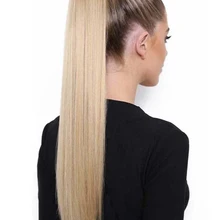 Hair-Extension Ponytail Fake-Hair Straight-Wrap Around Heat-Resistant Clip-In Long Synthetic