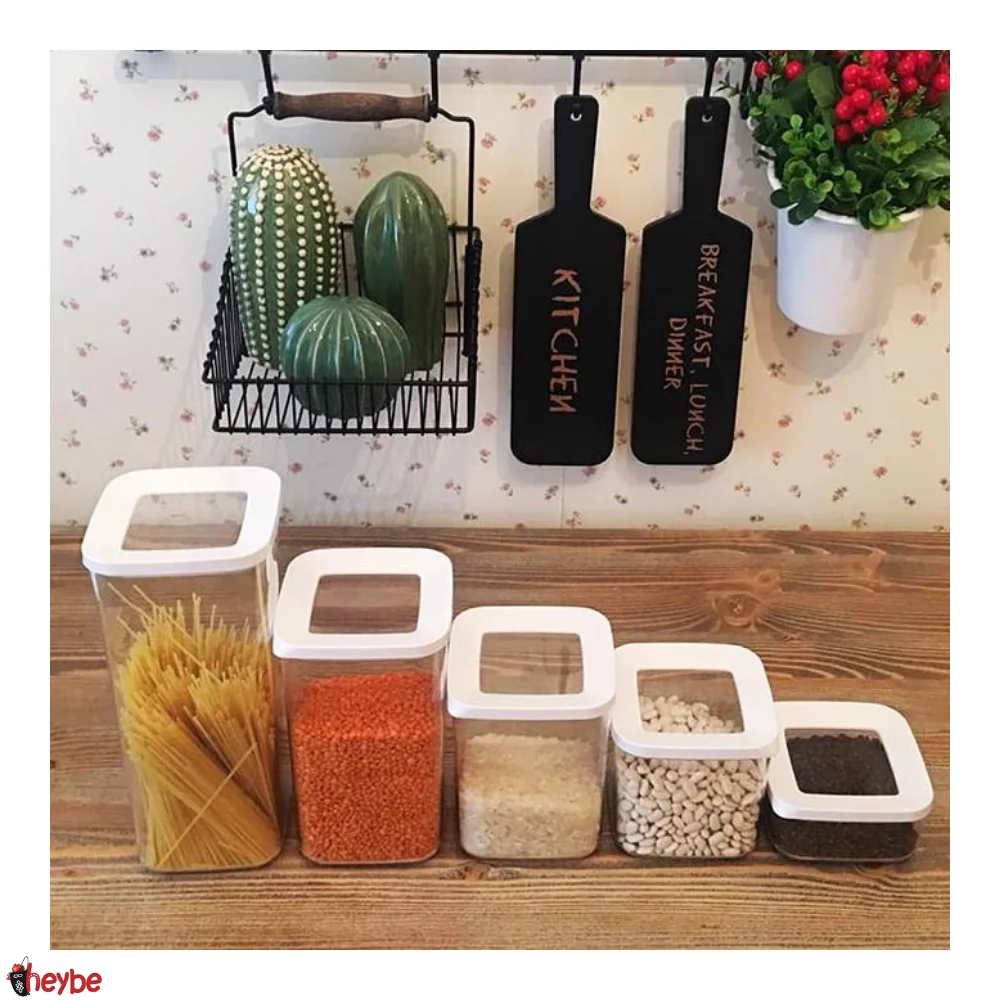 5 10 15 30個透明高品質の正方形保存容器セットボックス食品キッチンオーガナイザー真空蓋気密米パスタコーヒースパイスオリジナルガラス外観衛生瓶パントリーボトル穀物ガスケット服爪 Bottles Jars Boxes Aliexpress