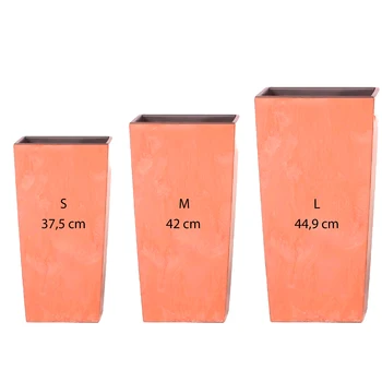 

Pack 3 high pots Prosperplast Urbi Square Effect plastic in terracotta color with deposit.