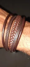 ZOSHI-pulsera trenzada de cuero genuino para hombre, brazalete hecho a mano de varias capas, de acero inoxidable, para regalo