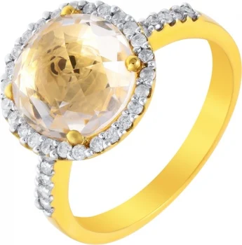 

Jay VI ring with diamonds, 750 yellow gold quartz