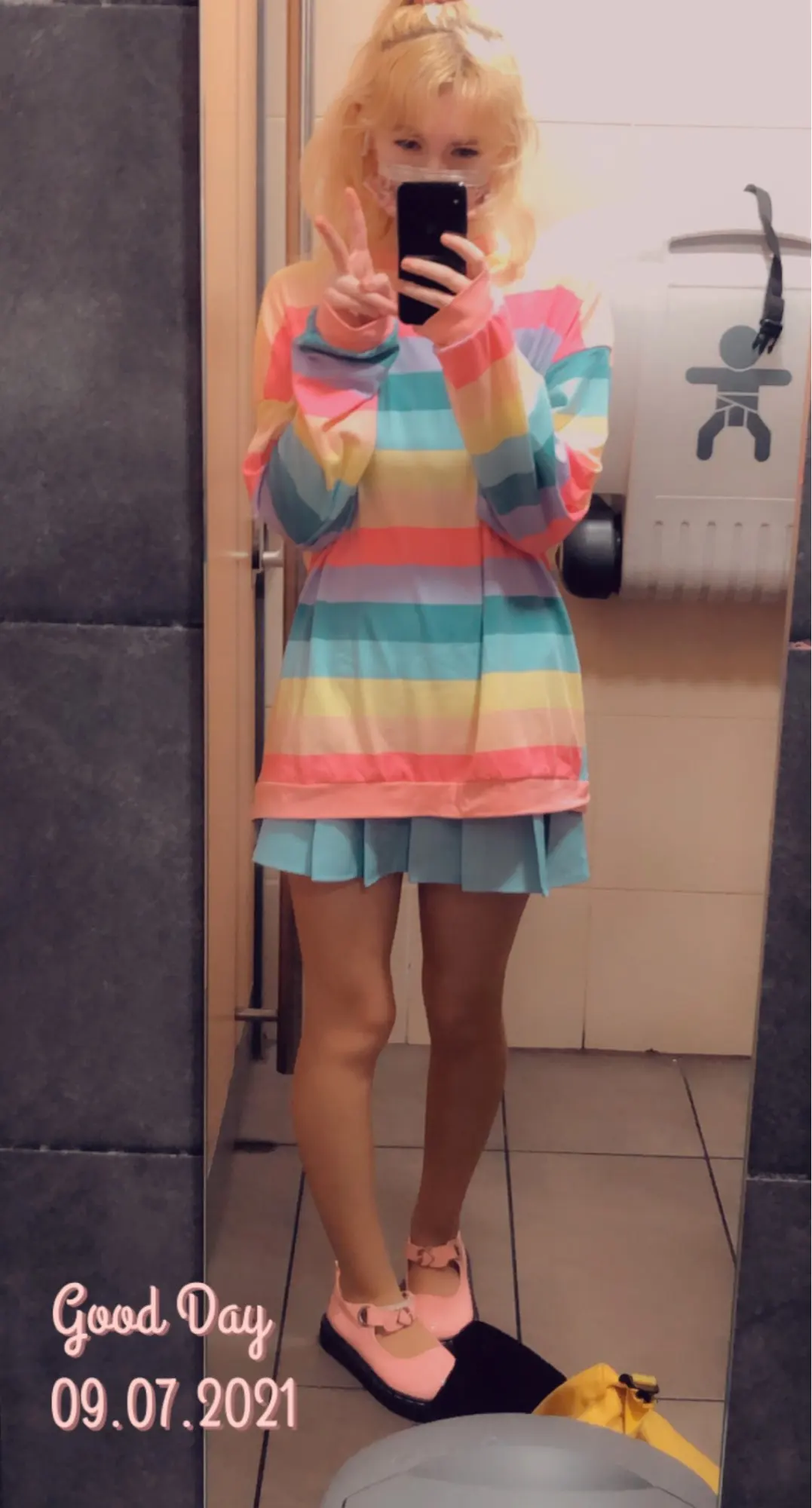 Soft Girl Harajuku Rainbow Striped T-shirt photo review