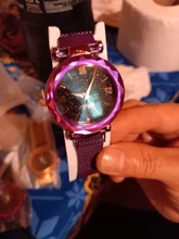 Reloj para mujer, de cuarzo, elegante, con imán, hebilla, cielo estrellado, Número Romano, púrpura, reloj de pulsera de regalo