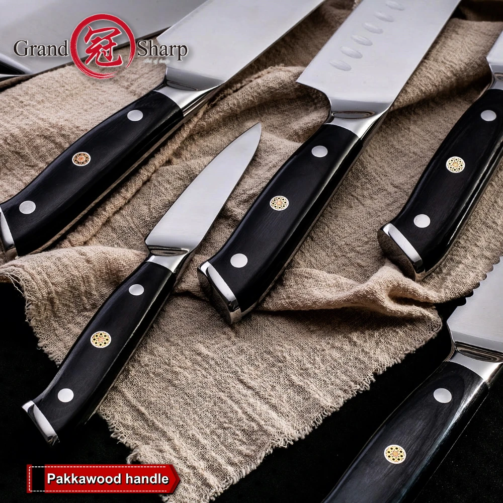 Grandsharp кухонные ножи Германия 1,4116 высокоуглеродистая Нержавеющая сталь Santoku склеивание инструменты для домашнего приготовления японский нож