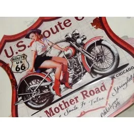 

Poster veneer Route 66 Vintage decoration plate for room wall, lounge, bar, garage