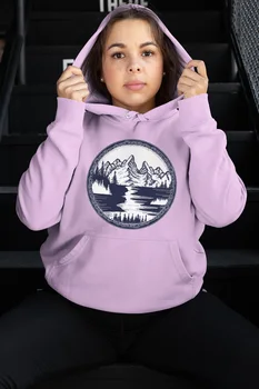 

Angemiel Wear Mountain And Lake Pink Women 'S Hooded Sweatshirt