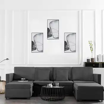 

4 seats in the dark gray sofa fabric sofa bed