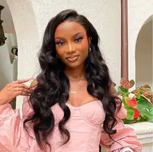 UNice-Peluca de pelo largo ondulado, 4x4 pulgadas, cierre de densidad, 180% y 150% Natural, con línea de pelo Natural prearrancado