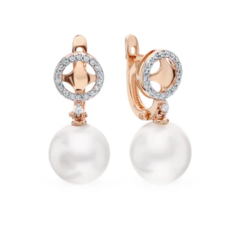 

Gold earrings with cubic zirconia and pearls sunlight sample 585