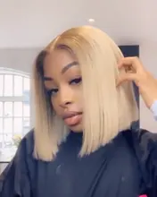 Peluca Bob de rubio miel, peluca recta de Bob corto, peluca brasileña transparente con encaje frontal, pelucas de cabello humano para mujeres negras prearrancadas, 613