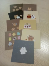 9 Uds. Dibujos coreanos bonitos de oso de fresa, decoración pequeña, tarjetas de felicitación, manual, pegatina de pared de habitación, accesorios de fotografía, papelería