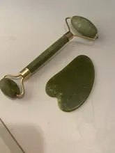 Gua Sha-masajeador de piedra Jade para cara, rodillo de Jade verde para estiramiento Facial, antiarrugas, 2/1 Uds.