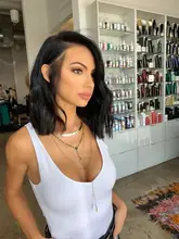 Bob corto-Peluca de cabello humano ondulado de 4x4 para mujer, postizo de malla con división 13x1, pelo Remy brasileño predespuntado