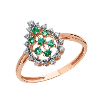 

Gold ring with emeralds and diamonds sunlight sample 585