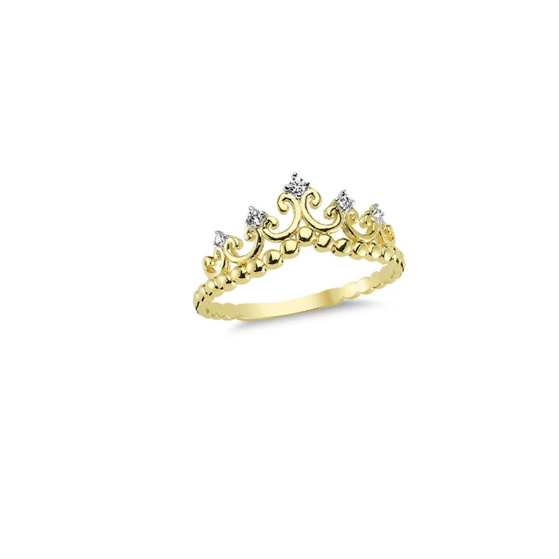 

14K Solid Gold Princess Crown Ladies Ring