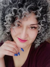 NNZES-peluca Afro rizada para mujeres negras, pelo largo sintético con flequillo, color negro y gris, 14 pulgadas