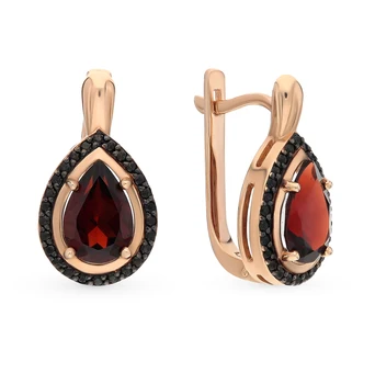 

Gold earrings with cubic zirconia and Garnet sunlight sample 585 test