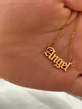 Collar de acero inoxidable con letras de estilo Hip Hop para mujer, colgante de estilo gótico Punk para bebé, niña pequeña, Ángel, Princesa, príncipe, Harajuku