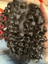 Extensiones con ondas al agua dulces, 3 mechones con cierre de encaje 100% cabello indio ondulado extensiones de cabello humano no Remy con cierre