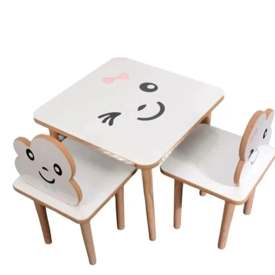Children's Table Chair Suit. Activity, Education, Game. Style Concept. Ages 2-7. Solid Wood Handmade. With Extra Sticker Gift.