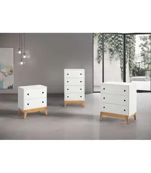 

Symphony 4 Drawers Nordic style Pine and MDF lacquered white and Oak