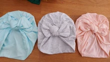 Sólido de algodón bebé sombrero lindo oreja de oso Bowknot sombreros de turbante dulce suave 0-4T elástico tapas para bebé recién nacido turbante para niñas