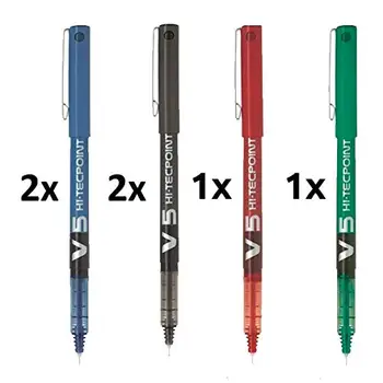 

Pens pilot v5 ink low clearance 6 units (2 black, 2 Blue, 1 Red, 1 Green)