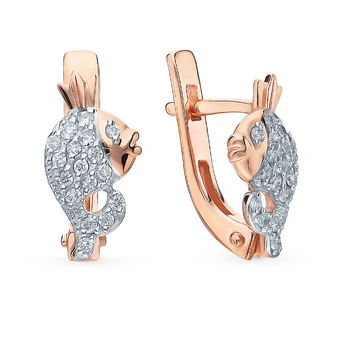 

Gold earrings with diamonds sunlight sample 585