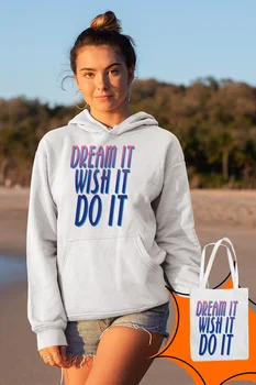 

Angemiel Wear Dream It Wish It Do It White Women 'S Hooded Sweatshirt Bags Kombin