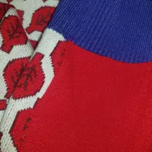 Las mujeres nuevo Vintage hoja de Jacquard cálido suéteres de manga larga o-Cuello Lurex jerséis de Navidad de punto otoño Tops Retro C-014