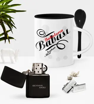 

Personalized Babaların Father With Spoon Cup Cigarette Lighter Cufflink Seti-1