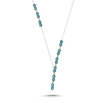 

Silver 925 Sterling Nano Turquoise Cubic Zirconia Infinity Y Necklace