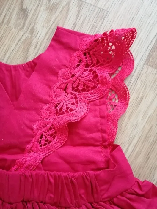 Christmas Ruffle Red Lace Romper Dress Baby Girls