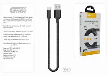 

Cable USB-C Carga Rápida 2.4A 100cm Nylon Trenzado