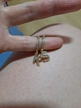 ANENJERY plata esterlina 925 1 par 26 alfabeto carta pendientes de aro inicial Zircon pendientes para Mujeres Hombres joyería de nombre S-E1169